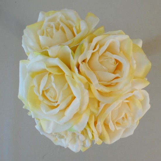 Artificial Roses Bunch Lemon Yellow 27cm Artificial Flowers